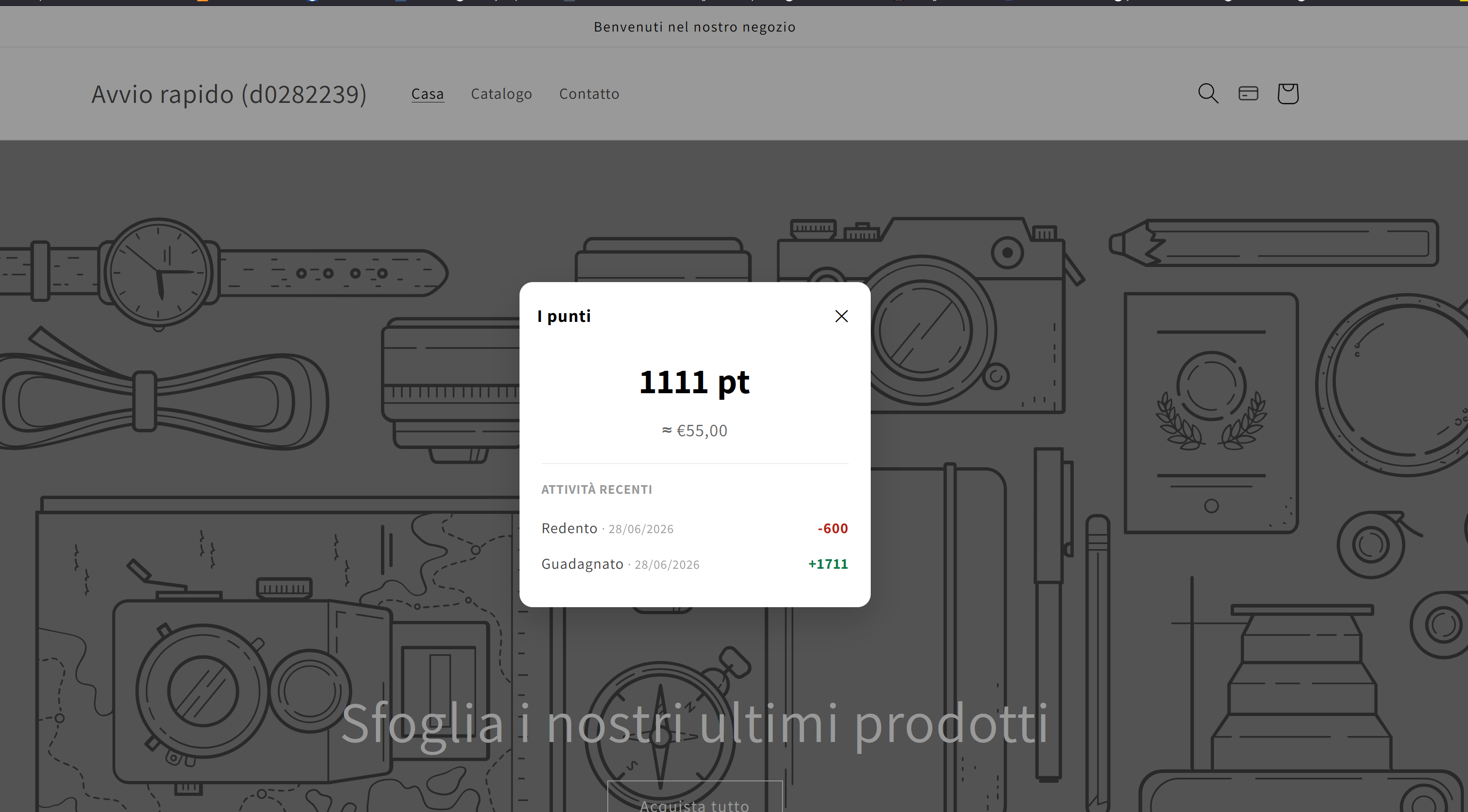 Widget saldo punti nel negozio online